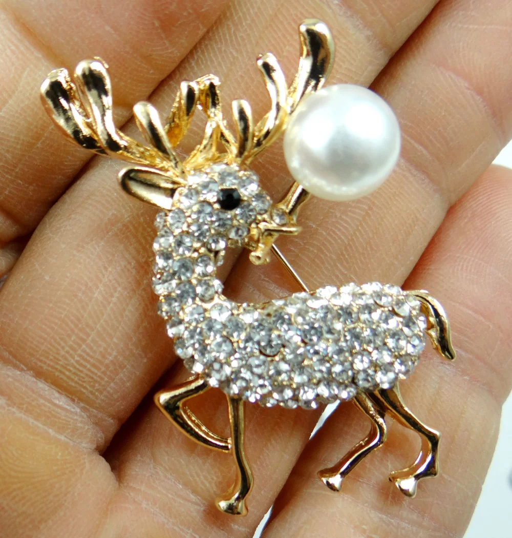 Natural Quartz Crystal Turquoises deer Brooches Men Women Suits Dress Hat Collar Brooch Pins Scarf Buckle Jewelry making B4