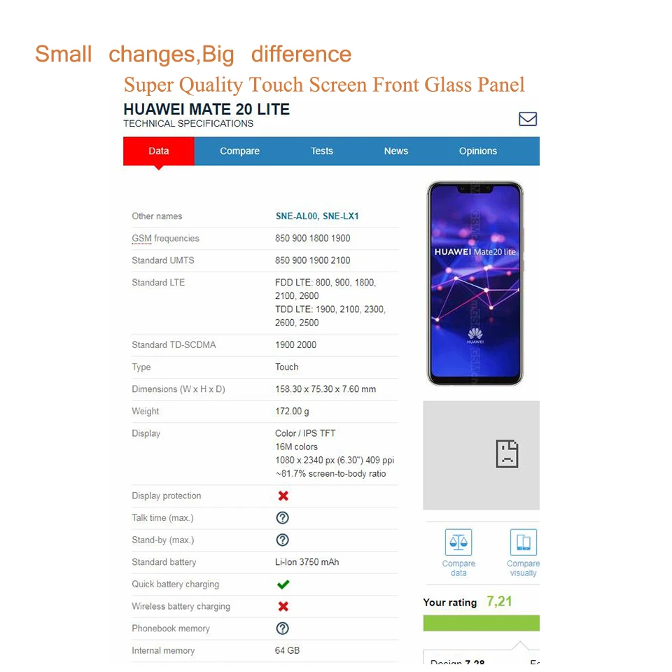 10 шт./лот сенсорный экран для huawei mate 20/M20 Lite/mate 20X сенсорный экран Сенсорная панель сенсор дигитайзер Переднее стекло Внешний без ЖК-дисплея