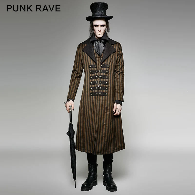 Панк Rave мужские куртки и пальто Готический стимпанк викторианская длинная