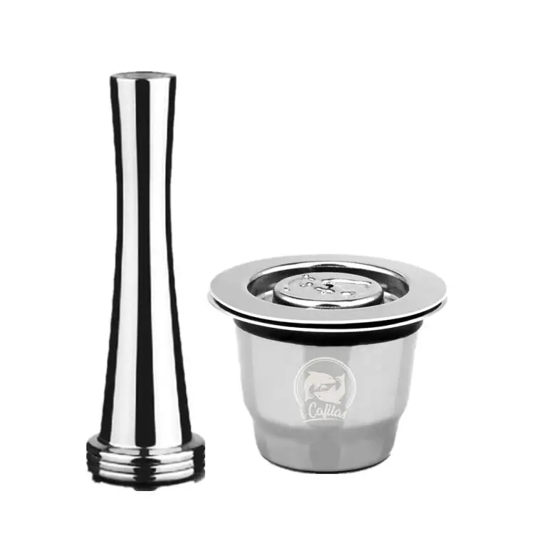Многоразовый фильтр для кофе Nespresso, нержавеющая сталь, металл, 2 в 1, новая версия, 1 ложка+ 1 кисточка - Цвет: 1 capsule 1tamper