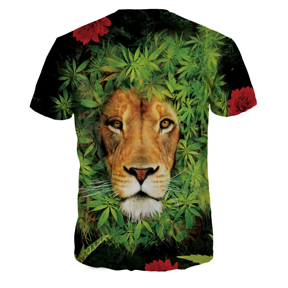 2017 дыхательная текущая Летняя мужская одежда 3D цифровая печать с рисунком льва и