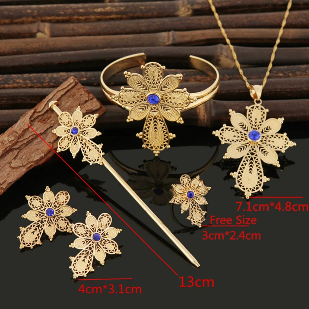 Bangrui новый комплект ювелирных изделий из эфиопского Креста 24 k модные комплекты с