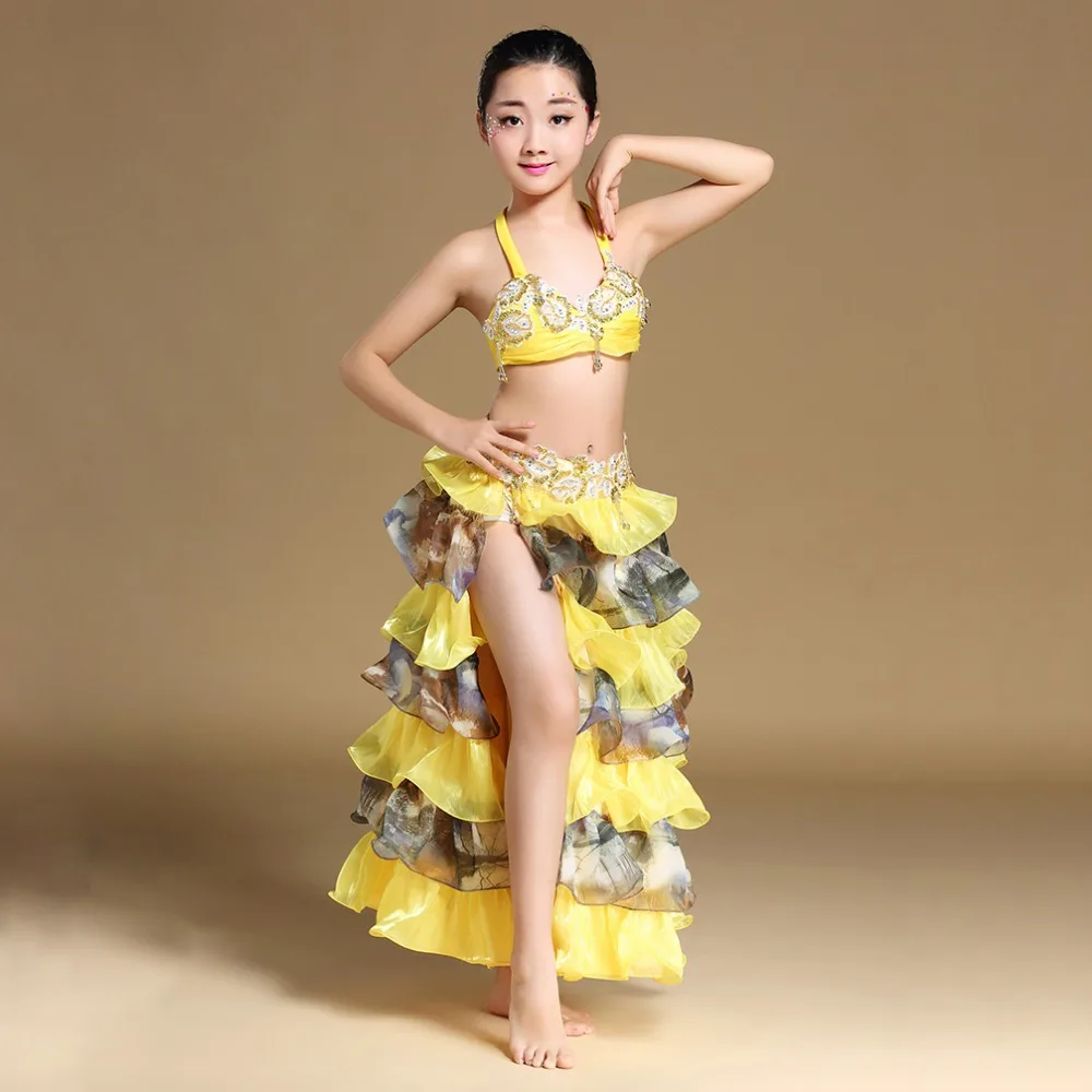 

Kids Children Belly Dance Costume Set New 2017 Girls Stage Performance Belly Dancing Clothes Oriental Skirts Outfit