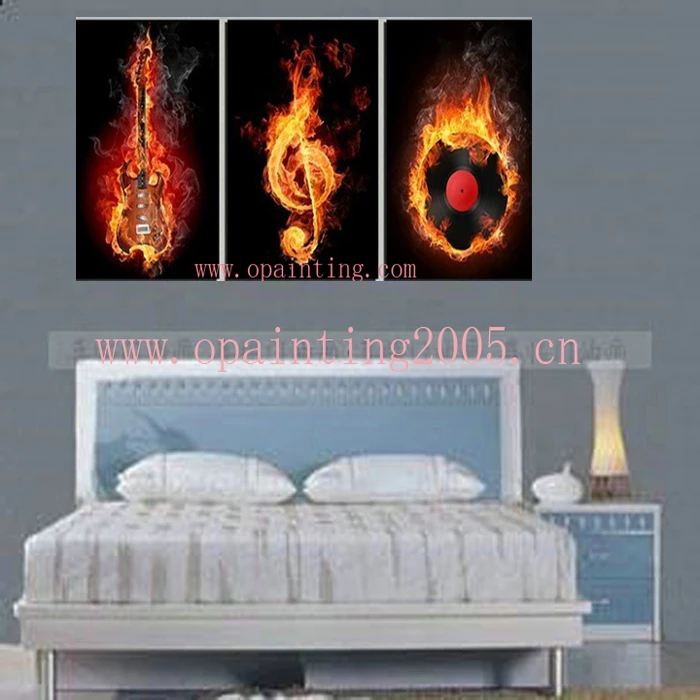 Бесплатная доставка 3 панели настенное искусство современная картина гитара в