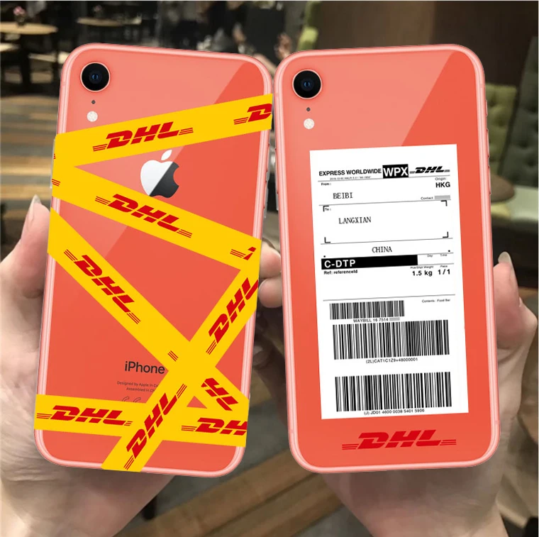 Дизайн Роскошный логотип DHL этикетка Мягкий Прозрачный Силикон ТПУ телефонные