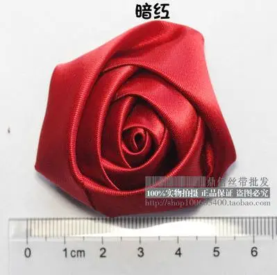 dark red 100 шт./упак. Размеры 5 см атласной лентой розы шелковой ткани цветы ручной работы DIY Букеты Свадебные цветок волос Ткань аксессуары - Цвет: dark red