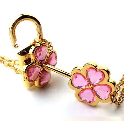 GOLD Pink 22 цвета Аниме Shugo Чара Хинамори Аму Косплей ключ и замок ожерелье кулон набор дети девочки Коллекция подарков на день рождения ожерелье s - Окраска металла: GOLD Pink