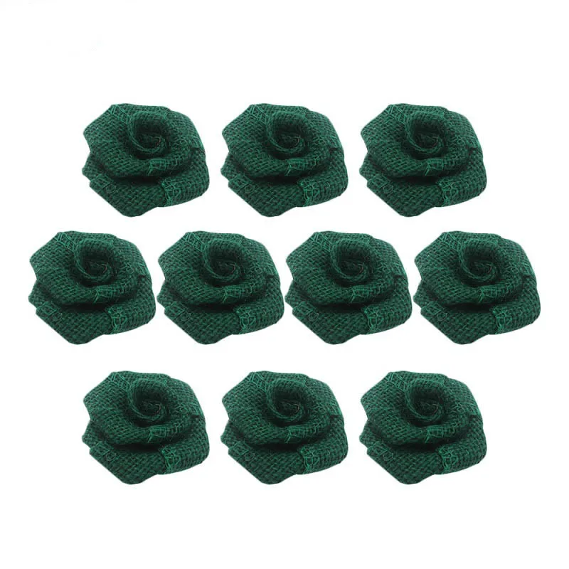 10 pcs dark green Hessian джутовая Мешковина настольная дорожка стул створка букет из мешковины баннер лента из конопляной веревки для рукоделия День рождения Свадебная вечеринка украшения - Цвет: 10 pcs dark green