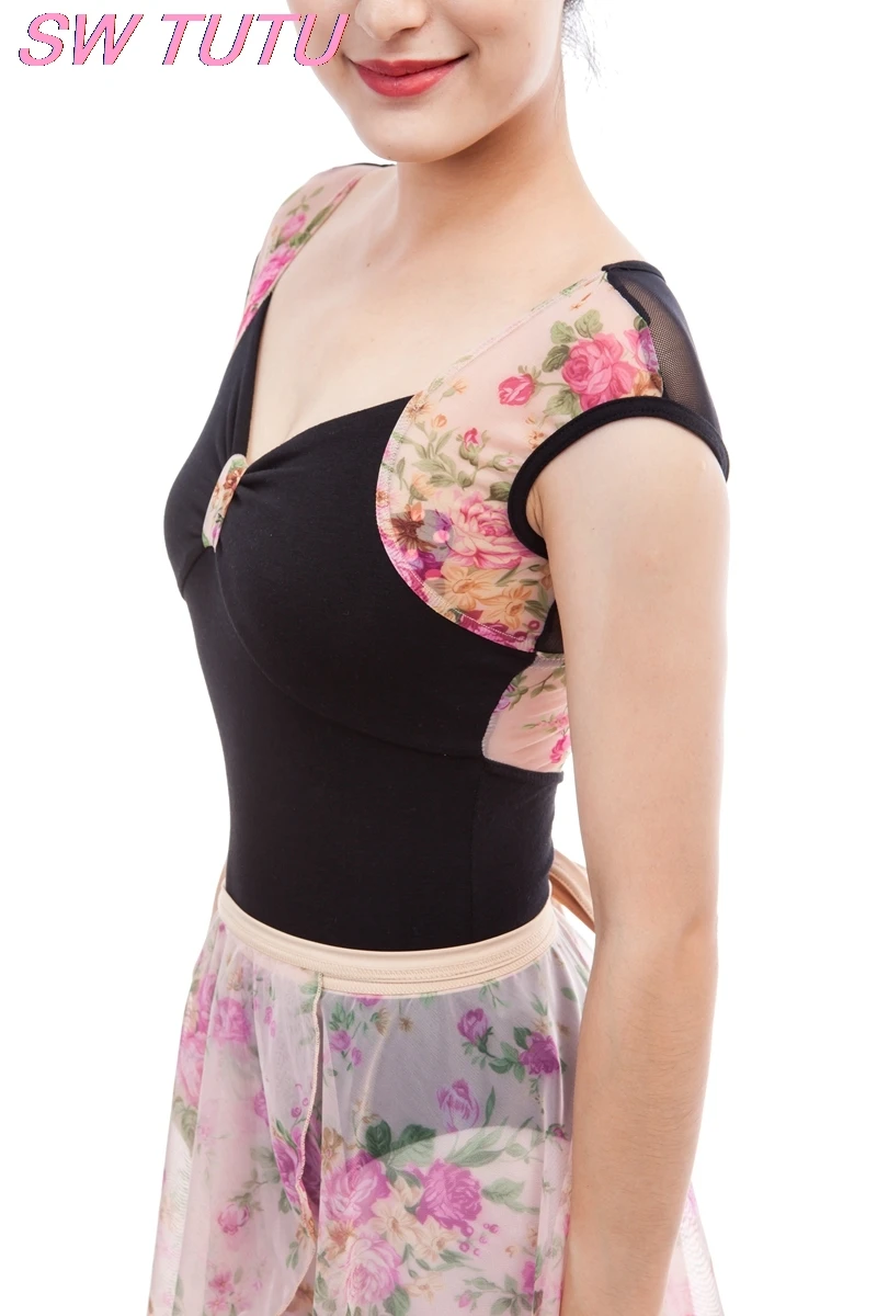free shipping short sleeve lace flowers ballet leotards for adult dance costumes dancewear costume sale CS0309 | Тематическая