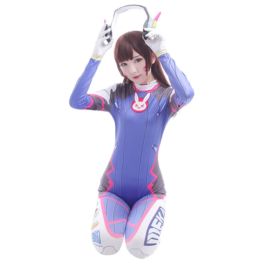 Женский костюм D VA Женский/дамский для косплея на Хэллоуин два зентай с цифровой