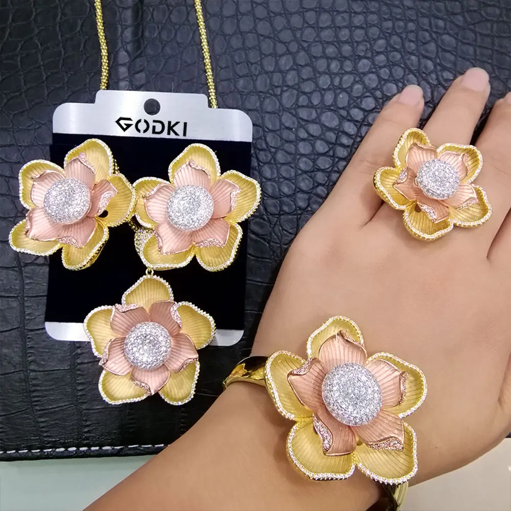 Godki роскошный цветок Blossom 4 шт нигерийский Свадебный комплекты украшений для