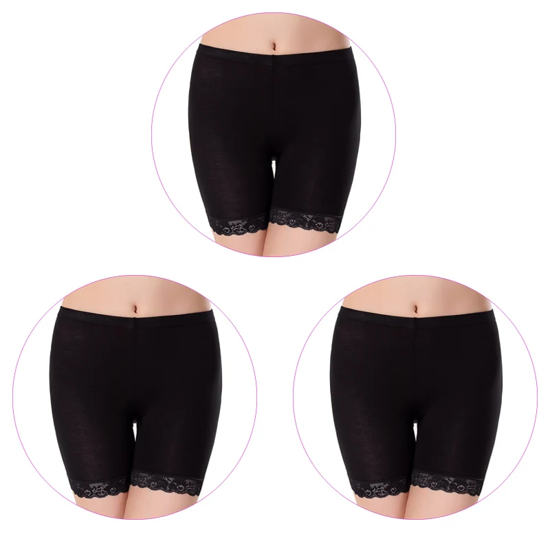 3Pcs-Black 3 шт./упак., женские плотные трусы большого размера, женские трусы-боксеры, нижнее белье большого размера, женские шорты под одежду для девочек - Цвет: 3Pcs-Black