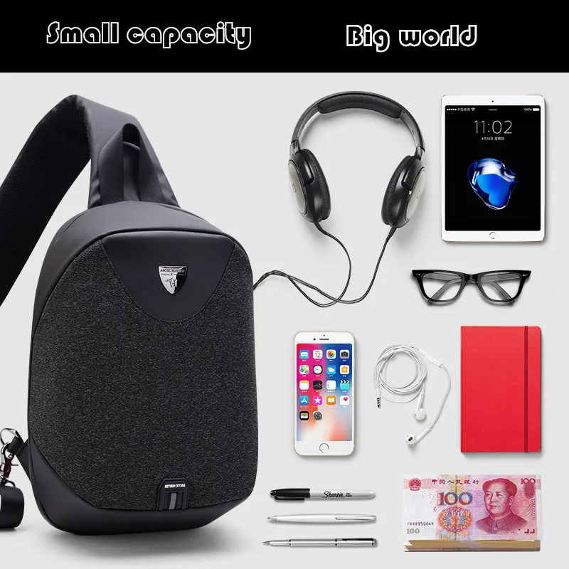 Мода USB зарядки мужской сумки груди Для мужчин карманов большое пространство