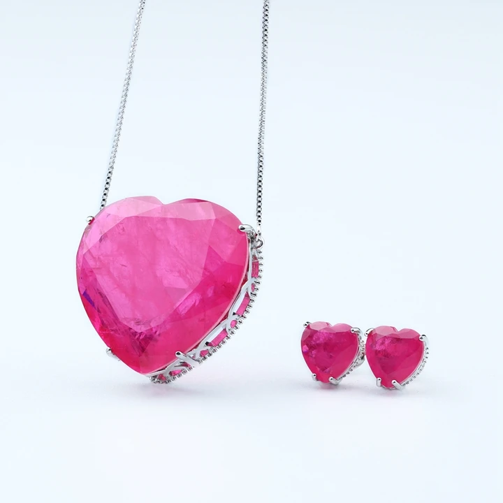 Newranos ожерелье и серьги с синим сердцем Pedra Fusion Stone 30 мм* 30 мм большой Кулон Ювелирные наборы для женщин SFX0011082