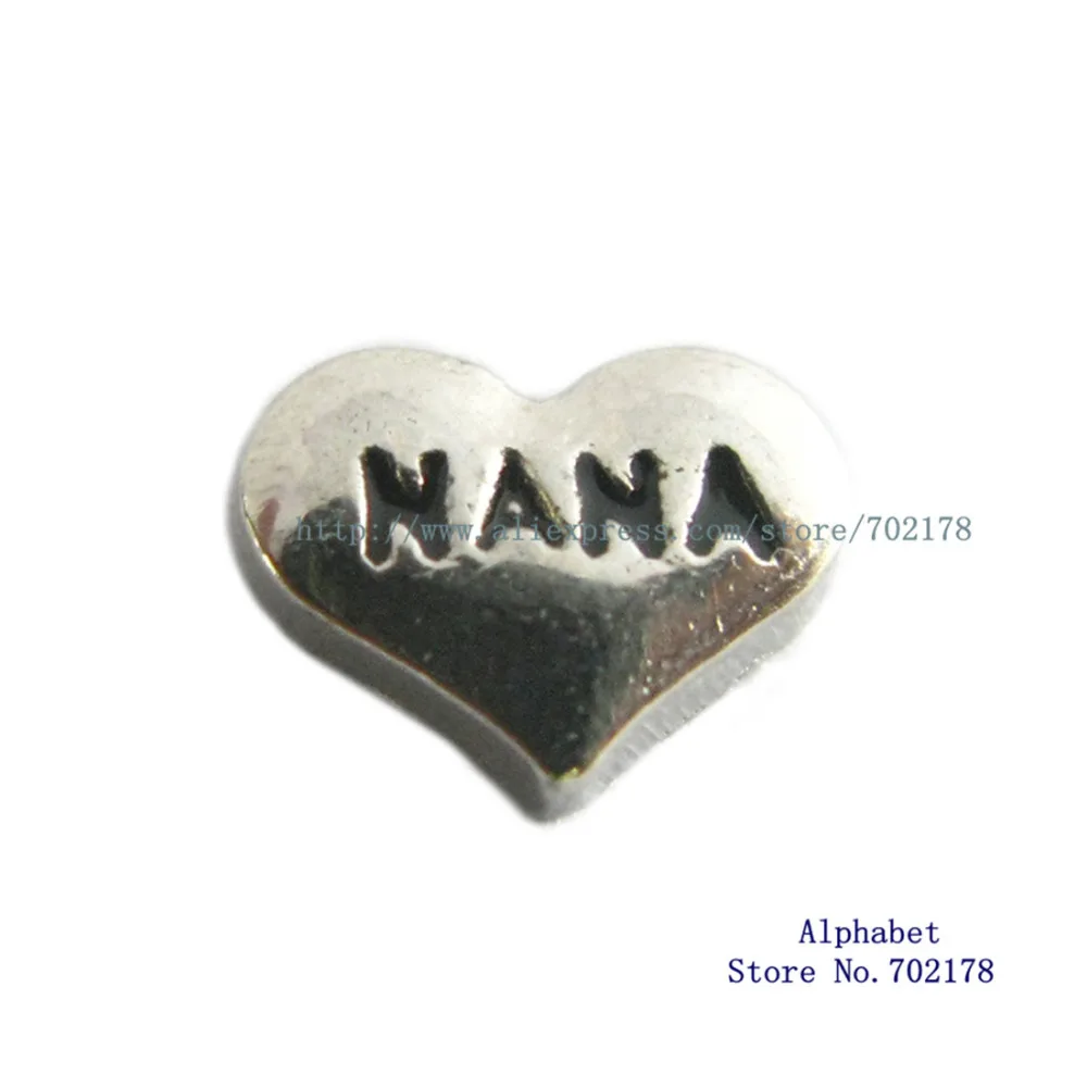 NANA сердце 10 шт твердый цинковый сплав DIY плавающий медальон шармы на память