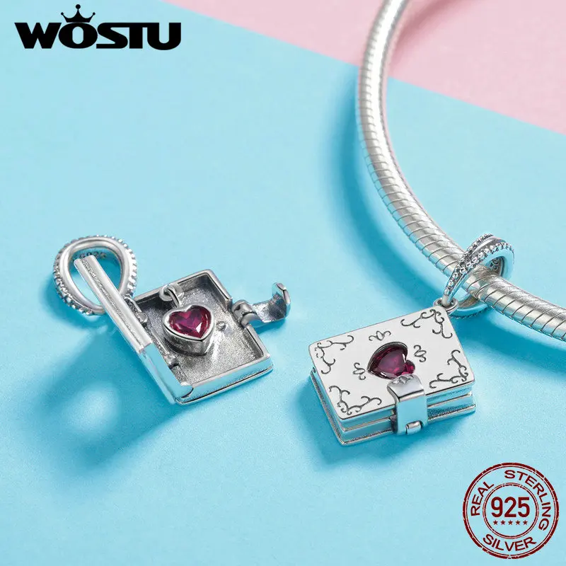 WOSTU, Настоящее серебро 925 пробы, с надписью Forever Love, Висячие Подвески, подходит для браслета и ожерелья, подвеска, роскошные ювелирные изделия, FIC980