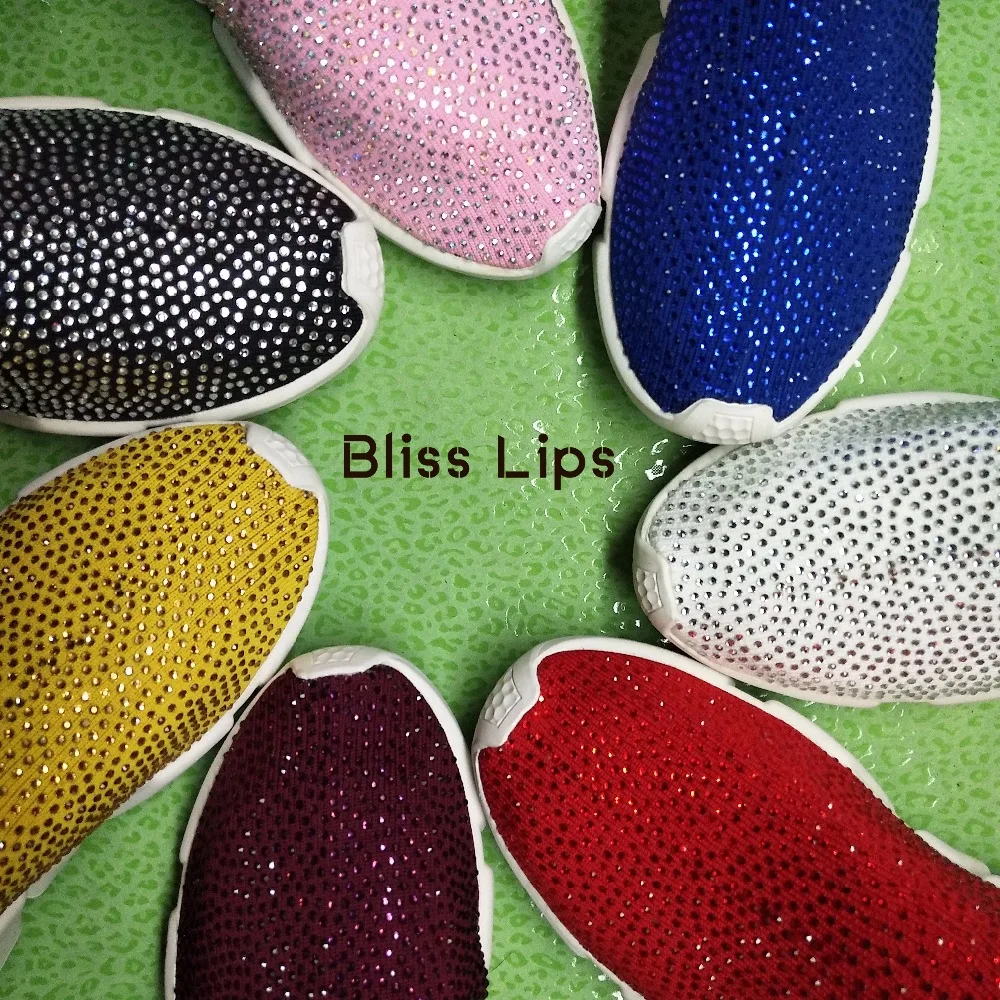 Вязаные кроссовки-носки с кристаллами спортивные ботинки на плоской подошве