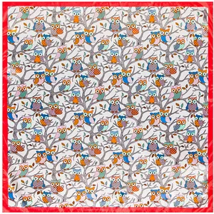 Шарф POBING женский атласный, роскошный брендовый хиджаб с принтом сов и деревьев, квадратный платок из шелка, шали из фуляра, 90 х90 см