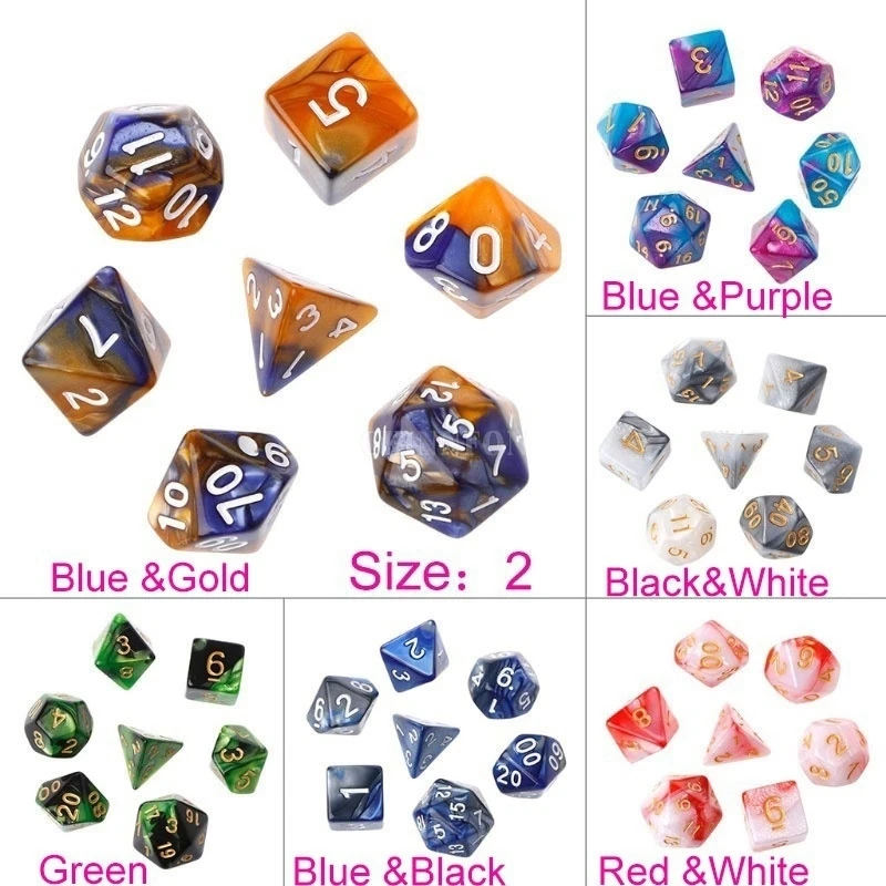 200Set 7 шт./компл. полиэдрон данные D &amp кости со стандартами D4 D6 D8 D10 % D12 D20 игральные |