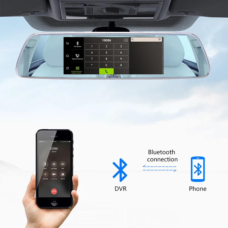 Jansite dash cam 7 дюймов Автомобильный видеорегистратор ips супер Сенсорный экран Bluetooth 3g