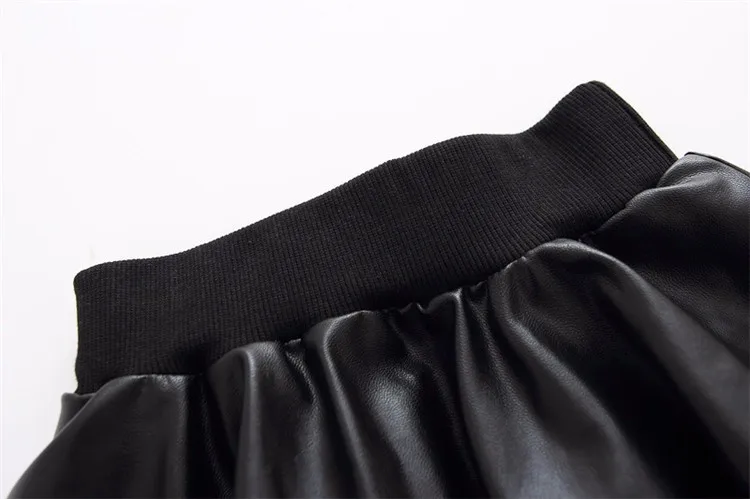 Юбка-пачка из искусственной кожи для девочек модная весенняя черная короткая