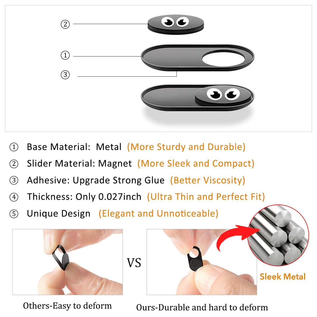 Крышка веб камеры Slide 0 027in ультратонкая металлическая Магнитная крышка для MacBook Pro