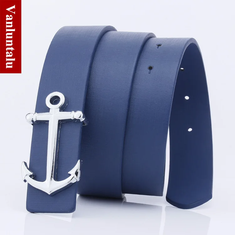 Taobao Новые повседневные wo Для мужчин с поясом гладкой якорь пряжка на ремешке