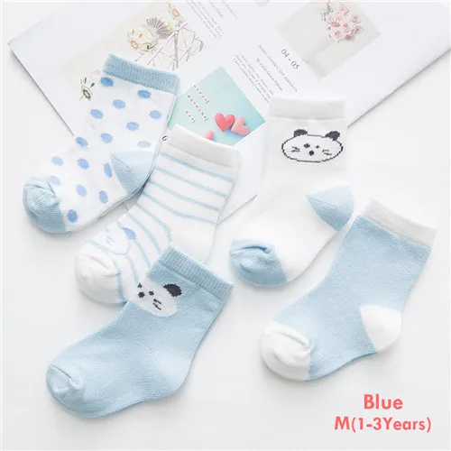 style 2-M blue Зима-весна,, 5 пар, детские носки с милыми рисунками мягкий хлопковый носок для новорожденных и малышей, удобные носки до лодыжки для От 0 до 10 лет - Цвет: style 2-M blue