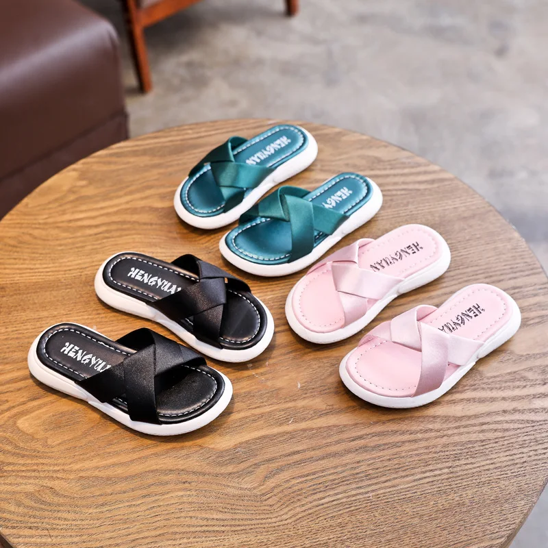 CUZULLAA/Детские летние шелковые пляжные шлепанцы Сандалии с перекрестными