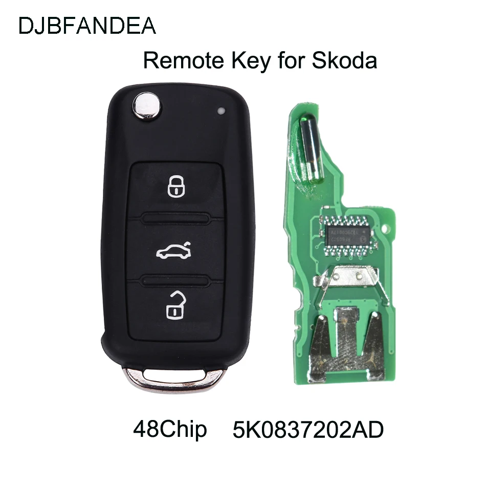 DJBFANDEA 3 кнопки 434 МГц дистанционный ключ для Skoda Fabia превосходные Roomster 2002-2011 5K0837202AD