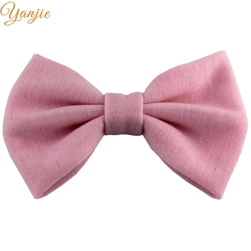 light pink 10 шт./лот, 3,8 дюймов, однотонный хлопковый бант для волос для девочек и детей, Новое поступление, хлопковые банты для волос, ободок, аксессуары для волос - Цвет: light pink