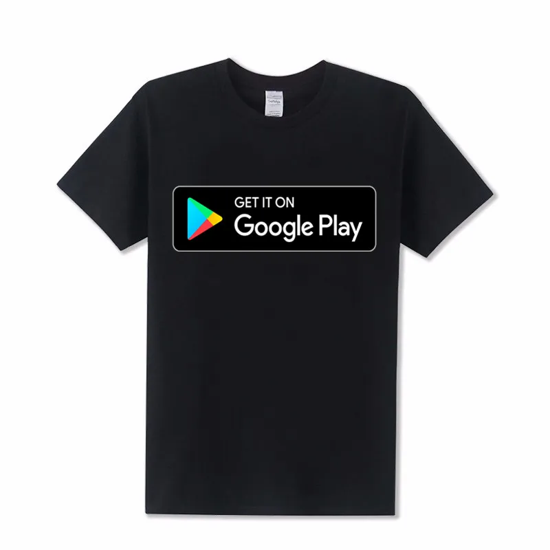 Git it on Google Play letters printed T Shirts men Cotton Short sleeve google shirt hombre Leisure T-shirt tshirts | Мужская одежда