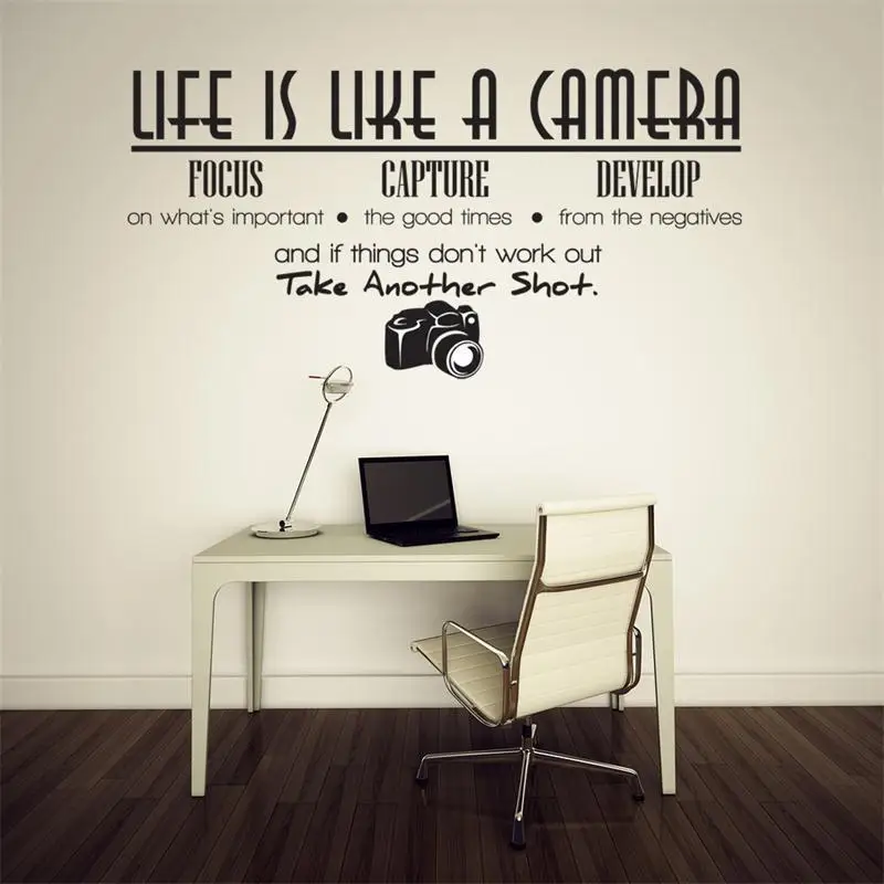 % Life is a camera quote wall stickers DIY home decoration фотография Виниловые наклейки для гостиной|wall
