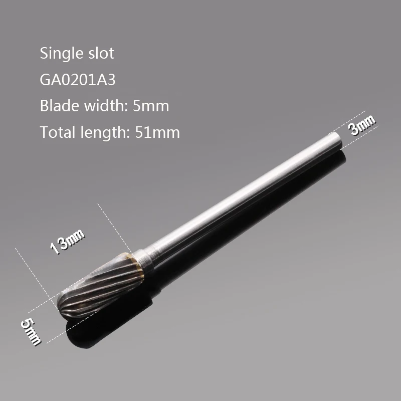 Single slot 5mm Вольфрамовая сталь твердого металла Шлифовальная головка сплав роторное Фрезерование резак резьба по дереву u-стальной файл c-образный цилиндрический шар головка - Цвет: Single slot 5mm