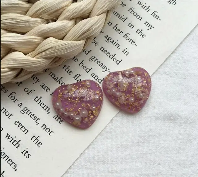 

New style beads/glitter decoration geometry hearts/square/rounds shape 20mm purple flatback beads diy jewelry earring accessory