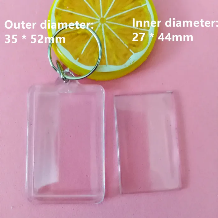 

3000 Pcs DIY Rectangular Transparent Blank Insert Photo Picture Frame Key Ring Split keychain FREE SHIPPING