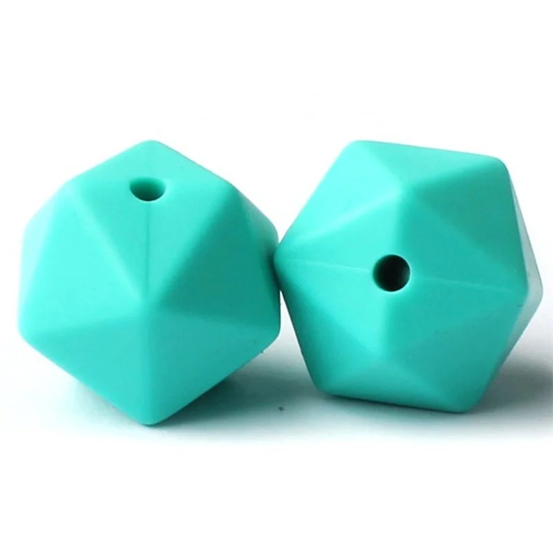 06 10 шт. 14 мм Icosahedron Силиконовые Бусины Пищевой класс Детские Прорезыватели для зубов BPA бесплатные Детские трофеи для цепочка для детской соски изготовление - Цвет: 06