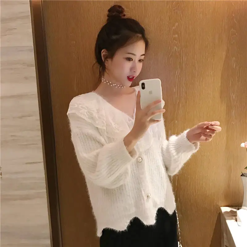 HziriP 2018 Autumn Women Comfortable Sweetest Knitted Female Simple Lace Sweaters Cardigans Sexy All-Match Single Breasted Fresh |