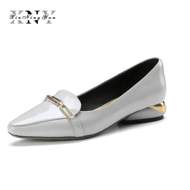 XiuNingYan Women Flats Genuine Leather Shoes Low Heel Black Office Lady Fashion Sexy Party Large Size 34-42 | Обувь