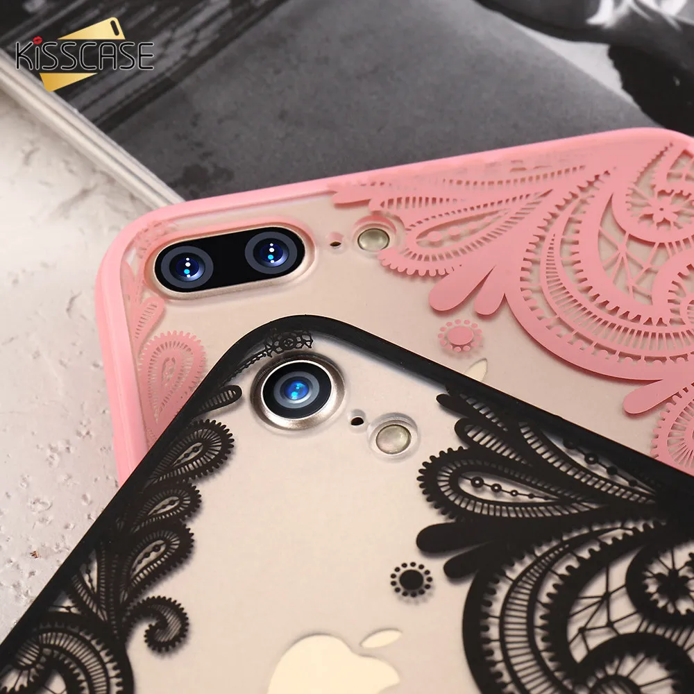 Kisscase телефон Чехлы для iPhone 6 S плюс 7 Plus 5 5S SE Роскошные кружевные цветы TPU чехол на