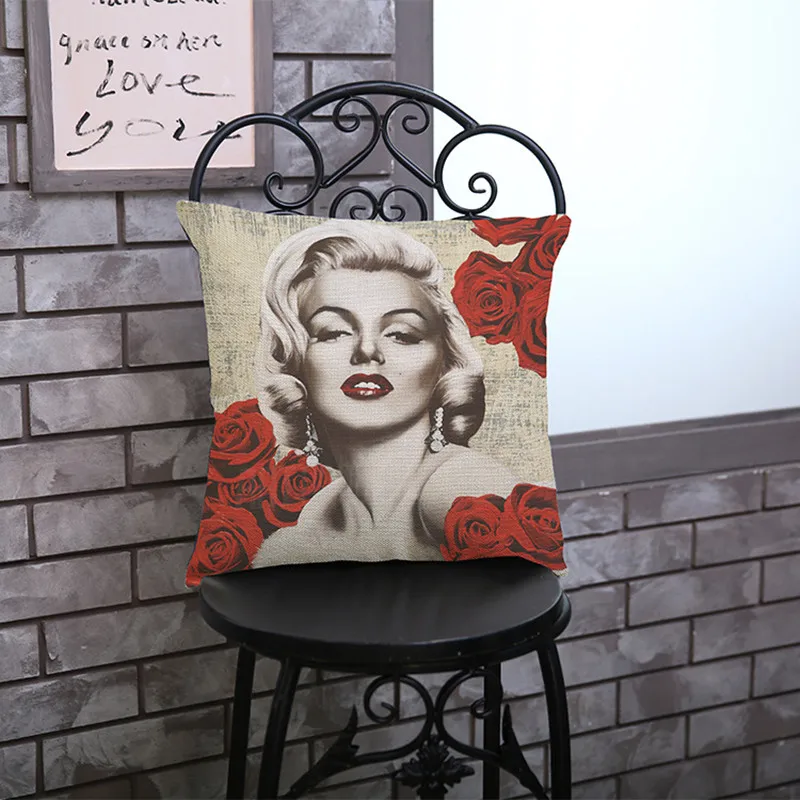 Marilyn Monroe Роза декоративная наволочка 2017 дюймов искусственная Декор Cojines 45*45