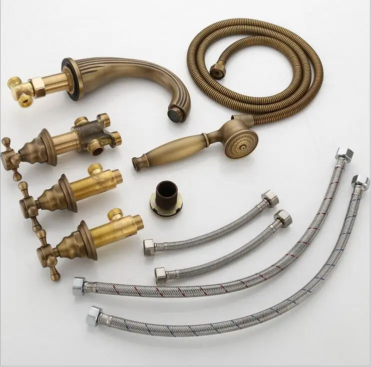 Медный смеситель для горячей и холодной ванны 5 шт. европейский стиль бронзовая