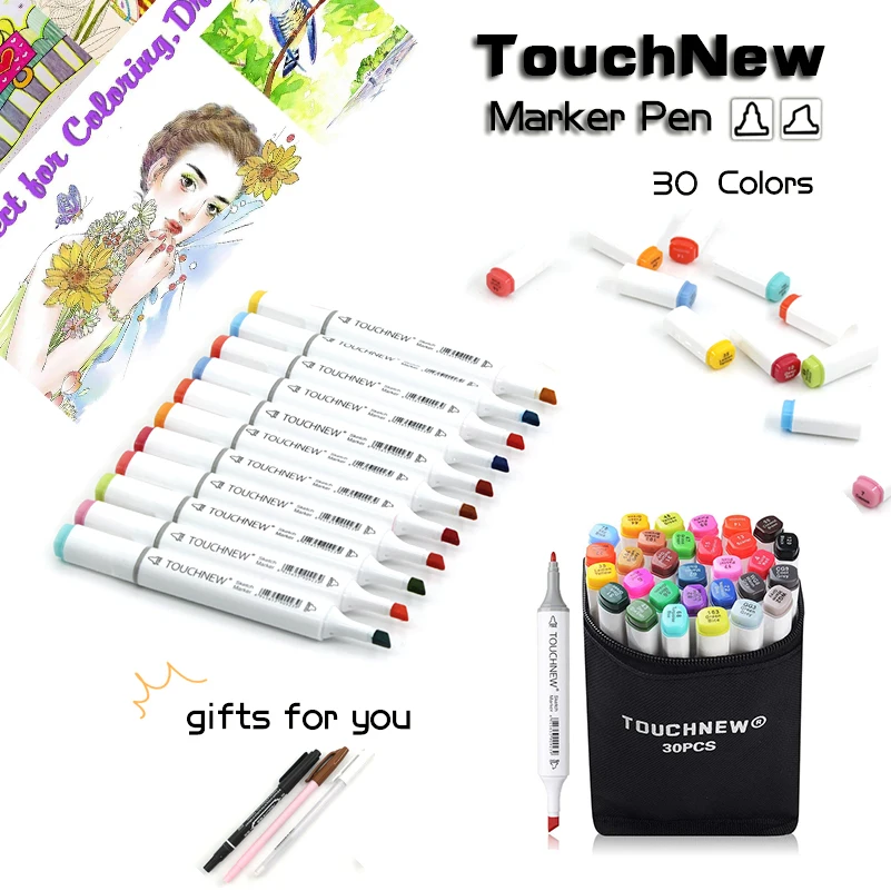 TOUCHNEW 30 40 цветная ручка профессиональная превосходное качество художника двухсторонняя Перманентная художественная маркер ручка комиксы рисунок художественные проекты