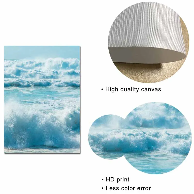 Океан плакат волны настенное искусство синяя вода печать море Холст Живопись