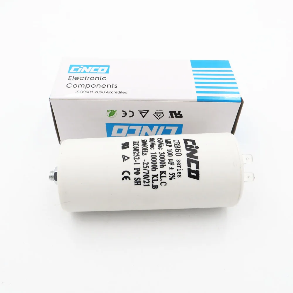 SH DB Polypropylene Film Ac 450VAC Water Pump 100UF 400V 450V CBB60 Motor Run Capacitor wire electrical engine 100mfd 100mf |