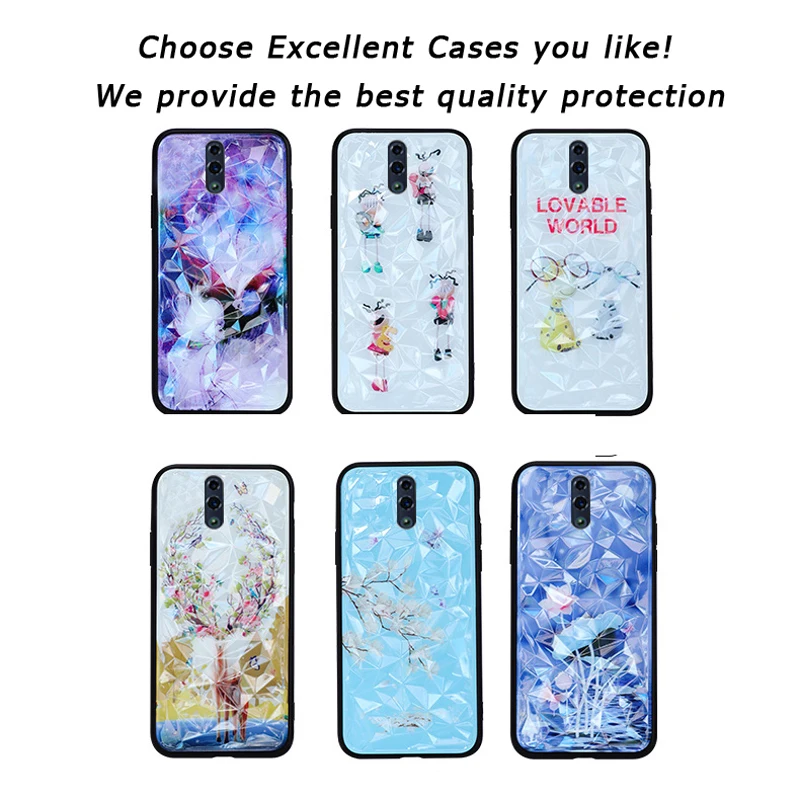 Diamond Tempered Glass Cases For Oppo Reno R17 Pro X23 F9 K1 R11 R9S R11S Plus A59 A57 A83 Coque Back Cover Soft Silicone Shell |