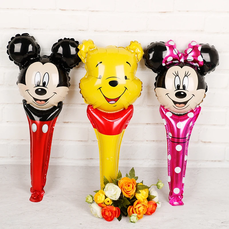 20 штук Baby shower Для мальчиков и девочек ручной надувные шары Mickey Minnie Winnie м/ф Винни-Пуха и ручной шарик из фольги в форме День рождения украшения для детей