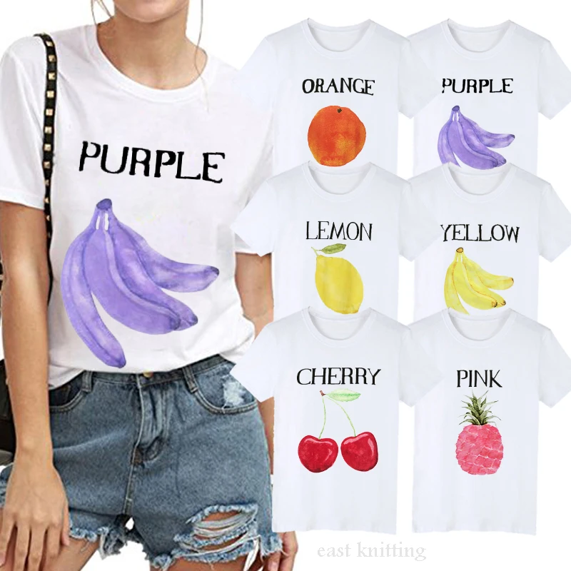 Women Fashion Fruits Summer T-shirt Funny Casual Short Sleeve Tops | Женская одежда