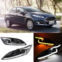brand new updated led bar daytime running lights drl with yellow turn signal for ford fiesta 2013 2014