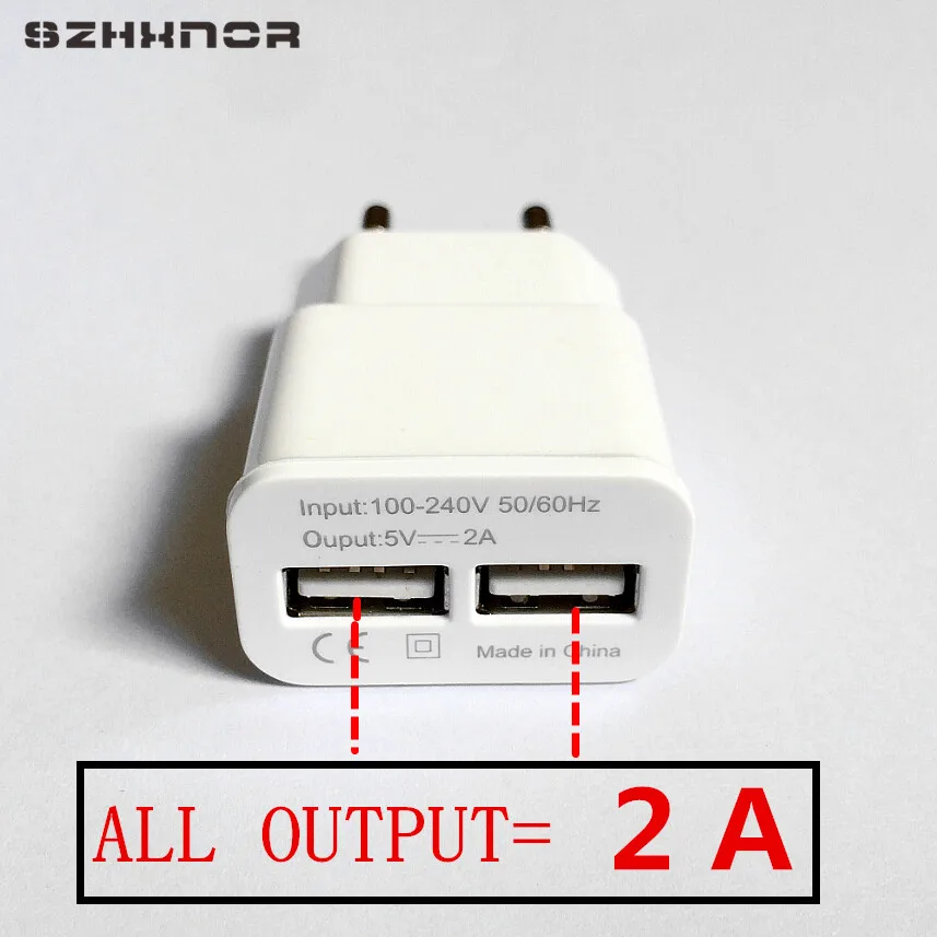 Szhxnor Универсальный 5 В 2A двойной 2 порта USB Plug ЕС быстро стены Зарядное устройство